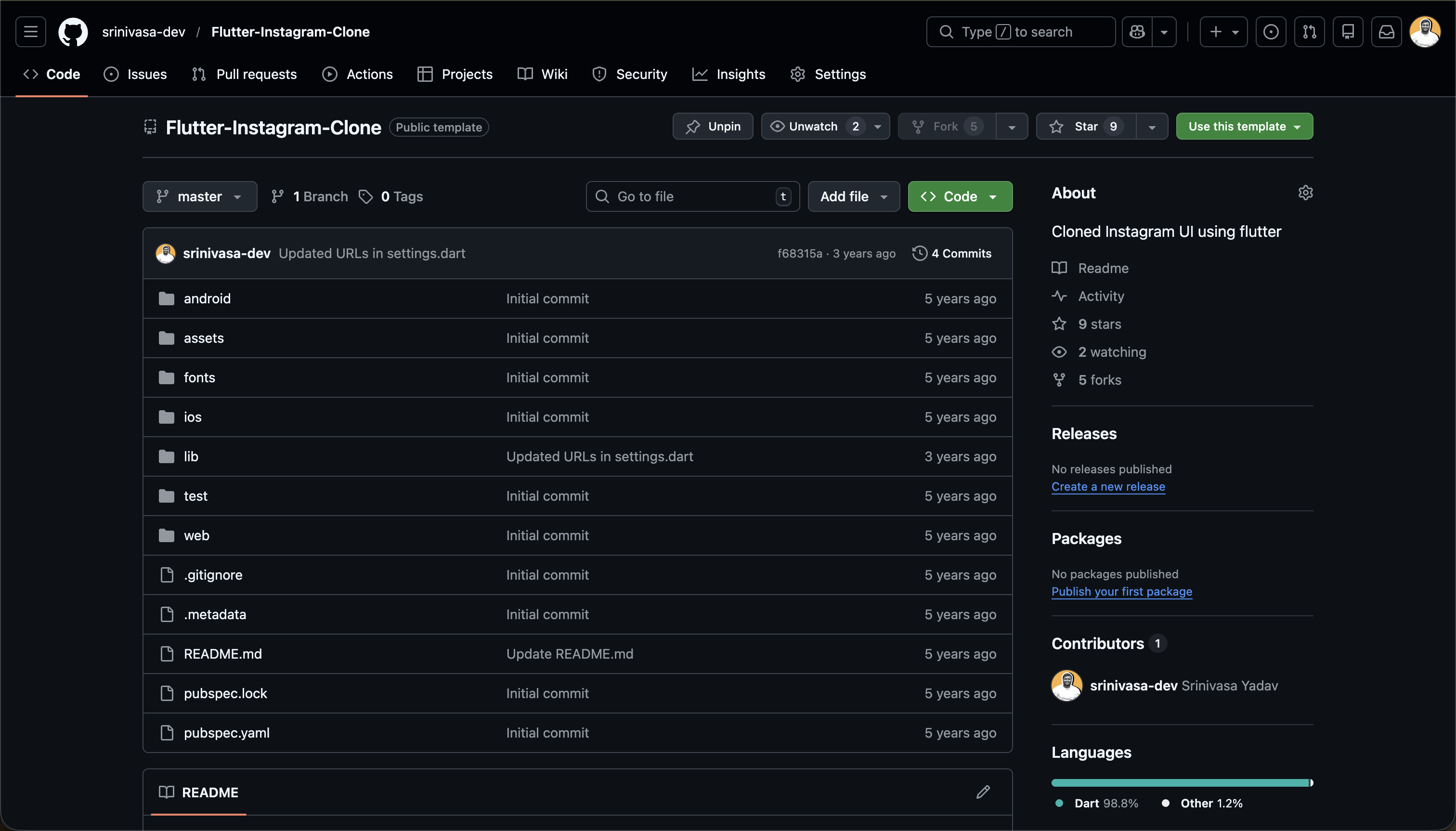 Flutter Instagram Clone Screenshot